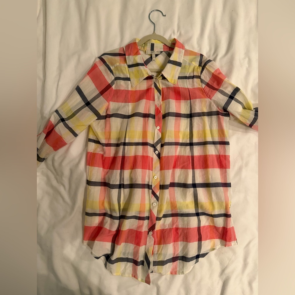 Joie plaid button down shirt xs